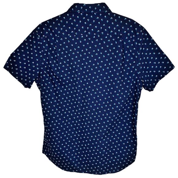 Aeropostale Casual Button Down Short Sleeve Shirt Medium Triangle Print Blue NWT - Picture 5 of 7